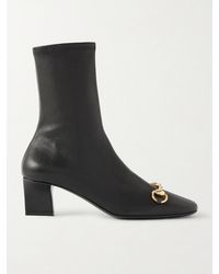 Gucci - Signora Horsebit-Embellished Leather Ankle Boots - Lyst