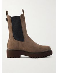 Brunello Cucinelli - Bead-Embellished Suede Ankle Boots - Lyst