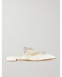 Manolo Blahnik - Lurum 45 Crystal-Embellished Satin Slippers - Lyst