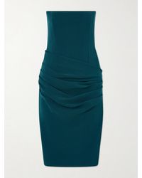 Alex Perry - Strapless Draped Crepe Midi Dress - Lyst