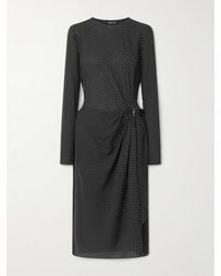 Tom Ford - Buckle-Detailed Polka-Dot Silk-Twill Midi Dress - Lyst