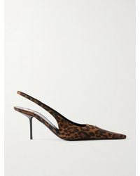 Saint Laurent - Babylone Cassandre-Embellished Leopard-Print Grosgrain Slingback Pumps - Lyst