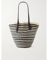 Liffner - Striped Leather-Trimmed Sisal Shoulder Bag - Lyst