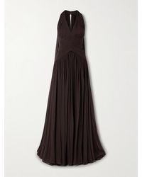 Elie Saab - Cape-Effect Gathered Silk-Georgette Gown - Lyst