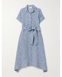 Lisa Marie Fernandez - Belted Linen-Blend Tweed Midi Shirt Dress - Lyst