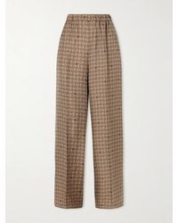 Max Mara - Printed Silk-Twill Wide-Leg Pants - Lyst