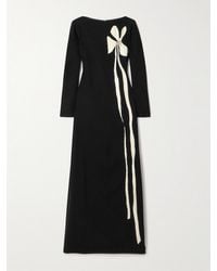 Marmar Halim - Robe Du Soir En Crêpe De Soie Mélangée À Appliqué Et À Cristaux - Lyst