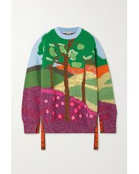 Stella McCartney Tree Of Life Intarsia Wool And Cotton-blend Jumper - Pink