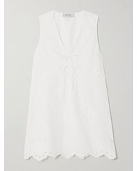 Matteau - Scalloped Broderie Anglaise Cotton Mini Dress - Lyst