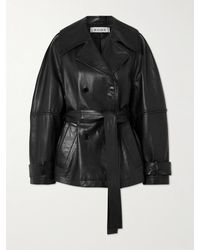 Rohe - Belted Double-Breasted Leather Jacket - Lyst