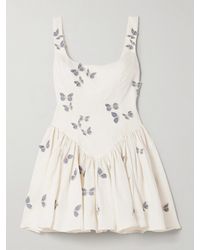 Agua Bendita - Pluma Lymanopoda Appliquéd Gathered Linen Mini Dress - Lyst