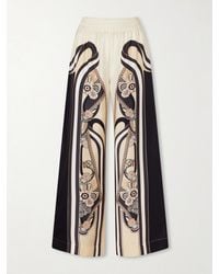 La DoubleJ - Palazzo Printed Silk-Twill High-Waist Wide Leg Pants - Lyst