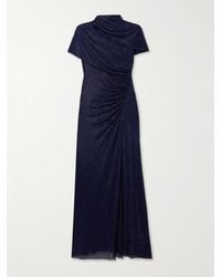 Self-Portrait - Midikleid Aus Stretch-Jersey Mit Kristallen, Falten Und Cut-Out - Lyst