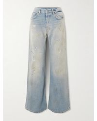 Acne Studios - Jean Droit Taille Mi-Haute En Coton Biologique Mélangé Effet Vieilli 2021 - Lyst