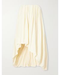 Jil Sander - Strapless Gathered Taffeta Midi Dress - Lyst