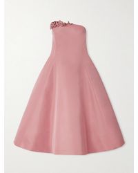 Oscar de la Renta - Strapless Embellished Appliquéd Faille Midi Dress - Lyst