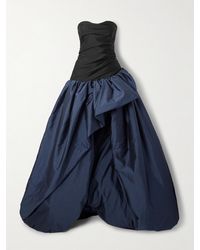Marmar Halim - Robe Du Soir Bustier En Satin Et En Serge À Fronces - Lyst