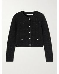 Alessandra Rich - Cropped Embellished Knitted Cardigan - Lyst