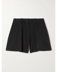 Loewe - Pleated Cotton And Silk-Blend Sateen Shorts - Lyst