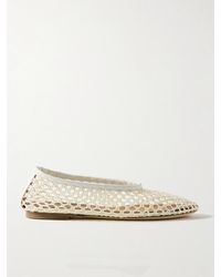 STAUD - Alba Leather-Trimmed Crocheted Ballet Flats - Lyst