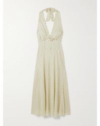 Doen - Mazarin Ruffled Polka-Dot Silk-Blend Satin Halterneck Dress - Lyst
