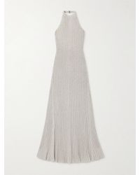 Tom Ford - Metallic Ribbed-Knit Halterneck Maxi Dress - Lyst