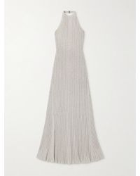 Tom Ford - Metallic Ribbed-Knit Halterneck Maxi Dress - Lyst