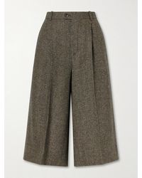 Saint Laurent - Herringbone Wool-Blend Knee Shorts - Lyst