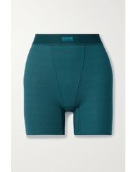 Skims Soft Lounge Ribbed Stretch-modal Jersey Boxer Shorts - Blue