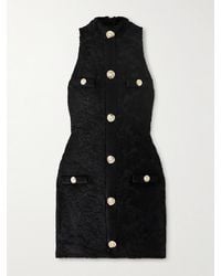 Balmain - Button-Embellished Bouclé Jacquard-Knit Mini Dress - Lyst