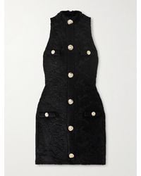 Balmain - Button-Embellished Bouclé Jacquard-Knit Mini Dress - Lyst