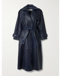 Nour Hammour - Claudia Belted Textured-Leather Trench Coat - Lyst