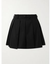 Patou - Minirock Aus Elastischem Woll-Twill Mit Falten Und Gürtel - Lyst