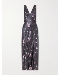 Anna Sui - Floral-Print Satin Maxi Dress - Lyst