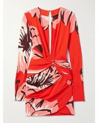 Johanna Ortiz - Gangaway Twist-Front Floral-Print Crepe Mini Dress - Lyst