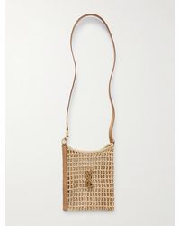 Saint Laurent - Oxalis Mini Leather-Trimmed Appliquéd Raffia Shoulder Bag - Lyst