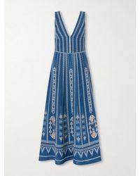 Emporio Sirenuse - Nellie Embroidered Cotton And Linen-Blend Maxi Dress - Lyst