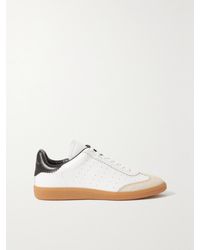 Isabel Marant - Bryce Suede-Trimmed Perforated Leather Sneakers - Lyst