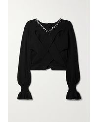 Area Convertible Embellished Cashmere And Cotton-blend Cardigan - Black