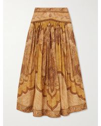 Zimmermann - Wanderlust Gathered Printed Cotton-Blend Maxi Skirt - Lyst