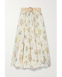 Zimmermann Jeannie Belted Floral-print Cotton-voile Maxi Skirt - White