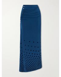 Rabanne - Gathered Flocked Jersey Maxi Skirt - Lyst