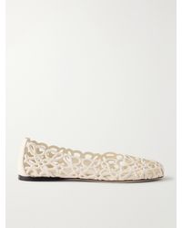 Loewe - Petal Anagram Leather Ballet Flats - Lyst