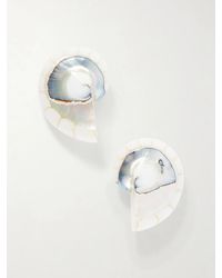 Julietta - Nautilus Rhodium-Plated, Shell And Resin Earrings - Lyst