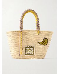ALÉMAIS - Mona Logo-Appliquéd Woven Raffia-Effect Bucket Bag - Lyst