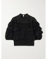 Ulla Johnson - Corinna Ruffled Tiered Point D'Esprit And Chantilly Lace Blouse - Lyst