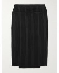 Courreges - Paneled Pinstriped Wool-Blend Twill Midi Skirt - Lyst