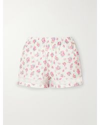 Loretta Caponi - Rosita Lace-Trimmed Floral-Print Cotton Shorts - Lyst