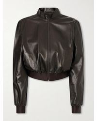 Gucci - Cropped Leather Bomber Jacket - Lyst