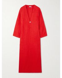 SARA CRISTINA - Pearl-Embellished Linen Kaftan - Lyst